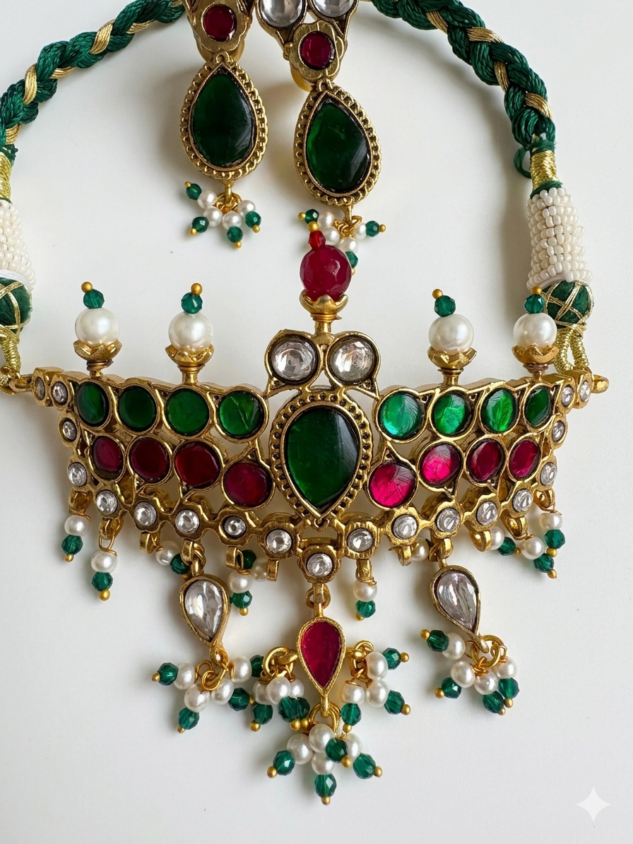Do Mayur Mini Aad/Chokker with Danglers - Dropdeadgorgeous