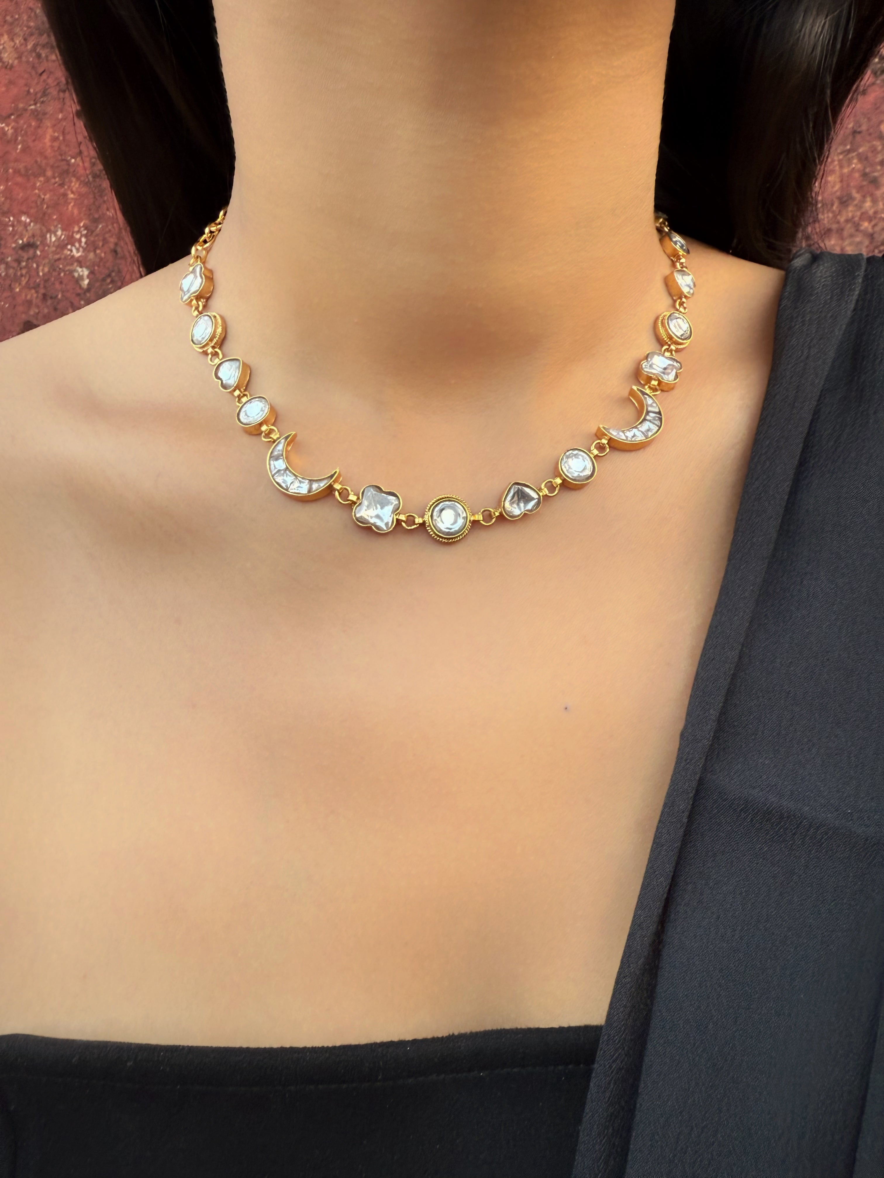 OG Pyaar Haar with Chandbali Studs in Antique Finish (Plain) - Dropdeadgorgeous