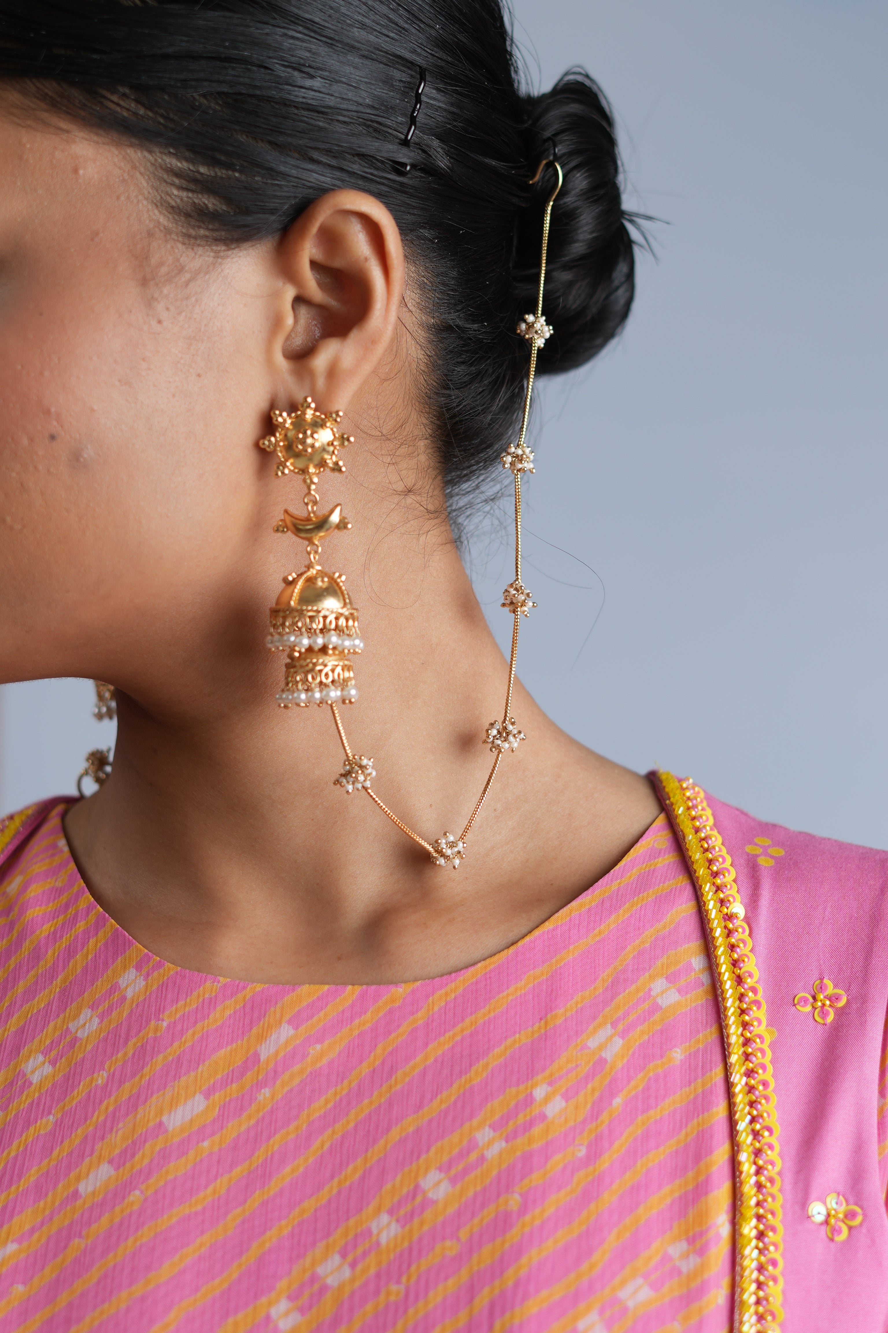 Chehel Moti Jhumki with Basra Moti Kaanchain - Dropdeadgorgeous