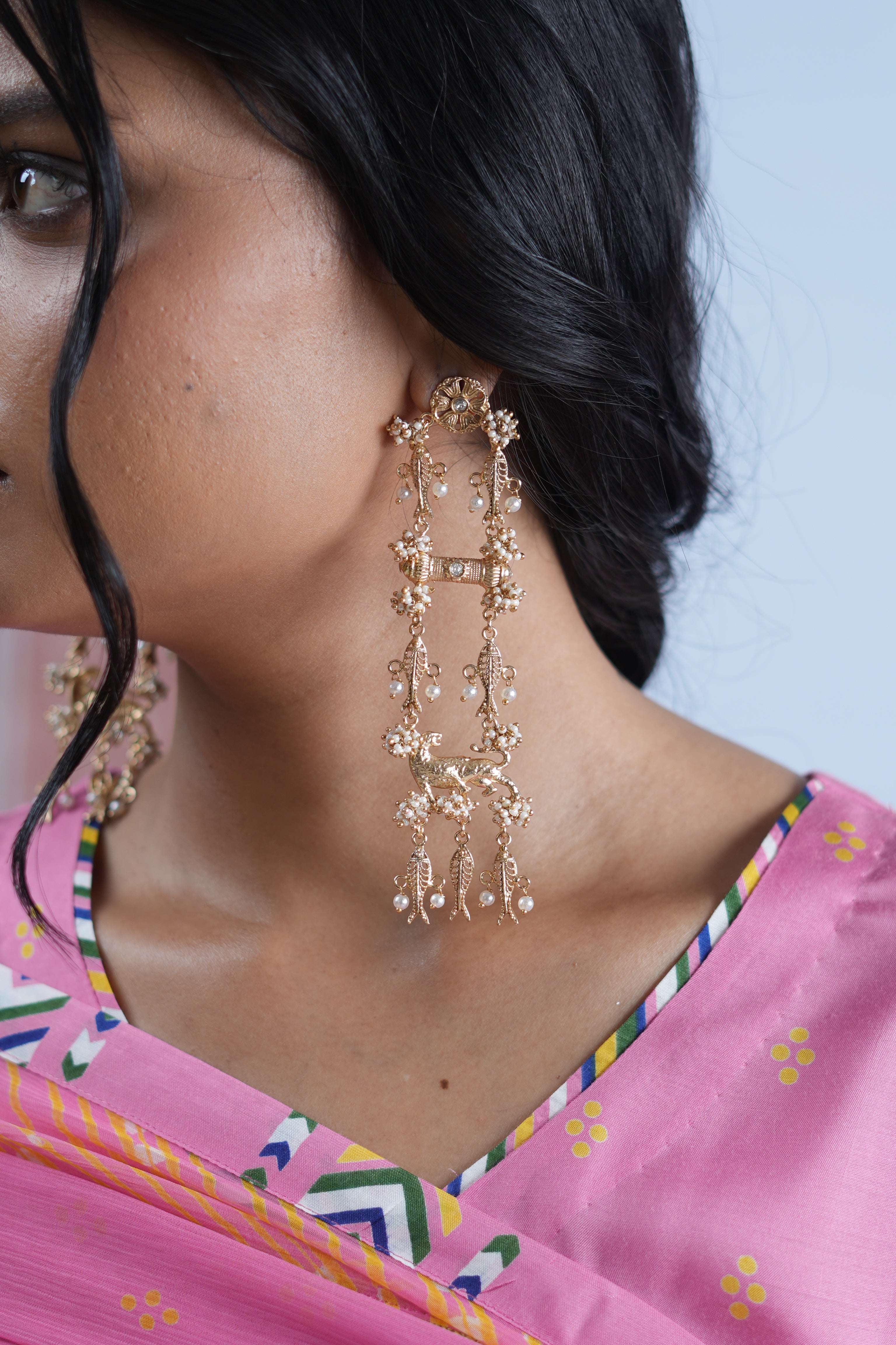 Baagh-Macchli Danglers - Dropdeadgorgeous
