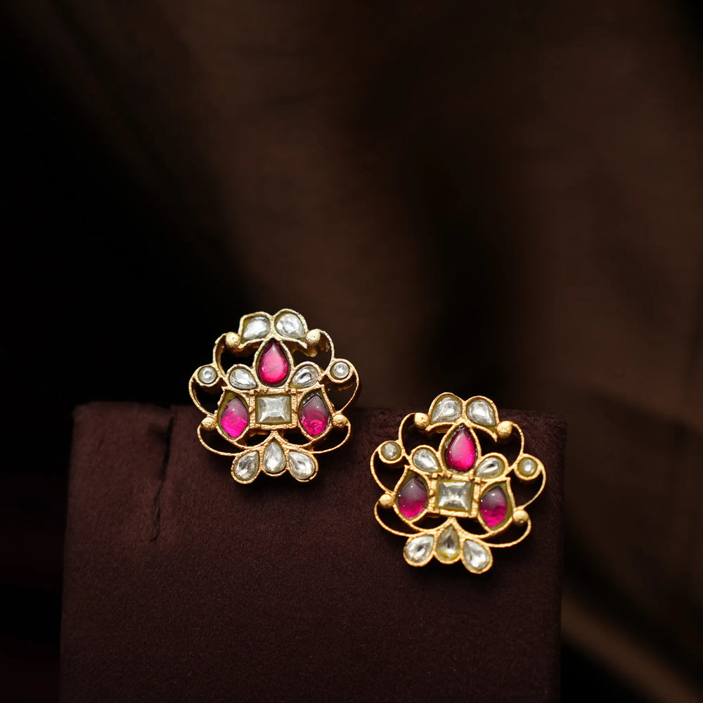 Priyadarshini Kundan Chokker Golden Pearls String with Studs - Dropdeadgorgeous
