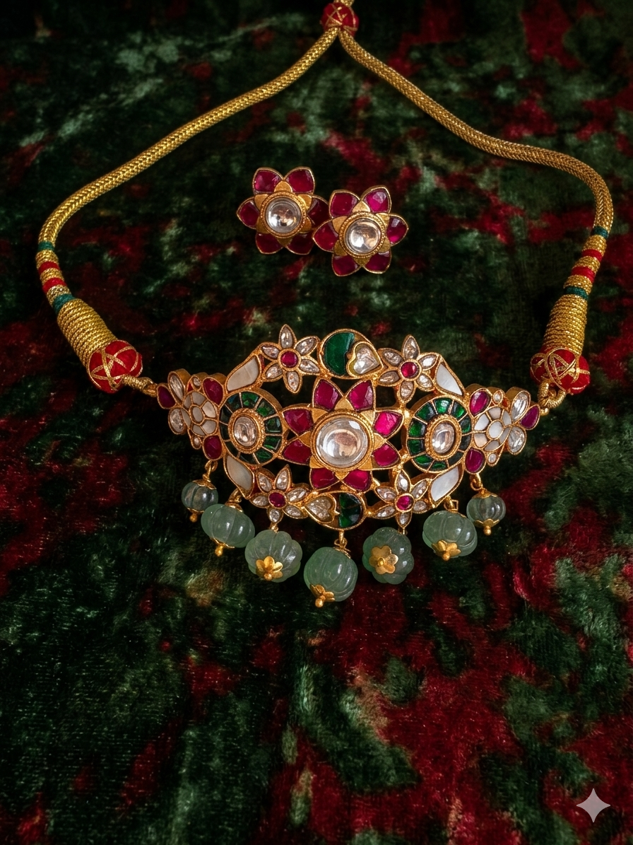 Hawamahal Kundan Chokker with Studs - Dropdeadgorgeous