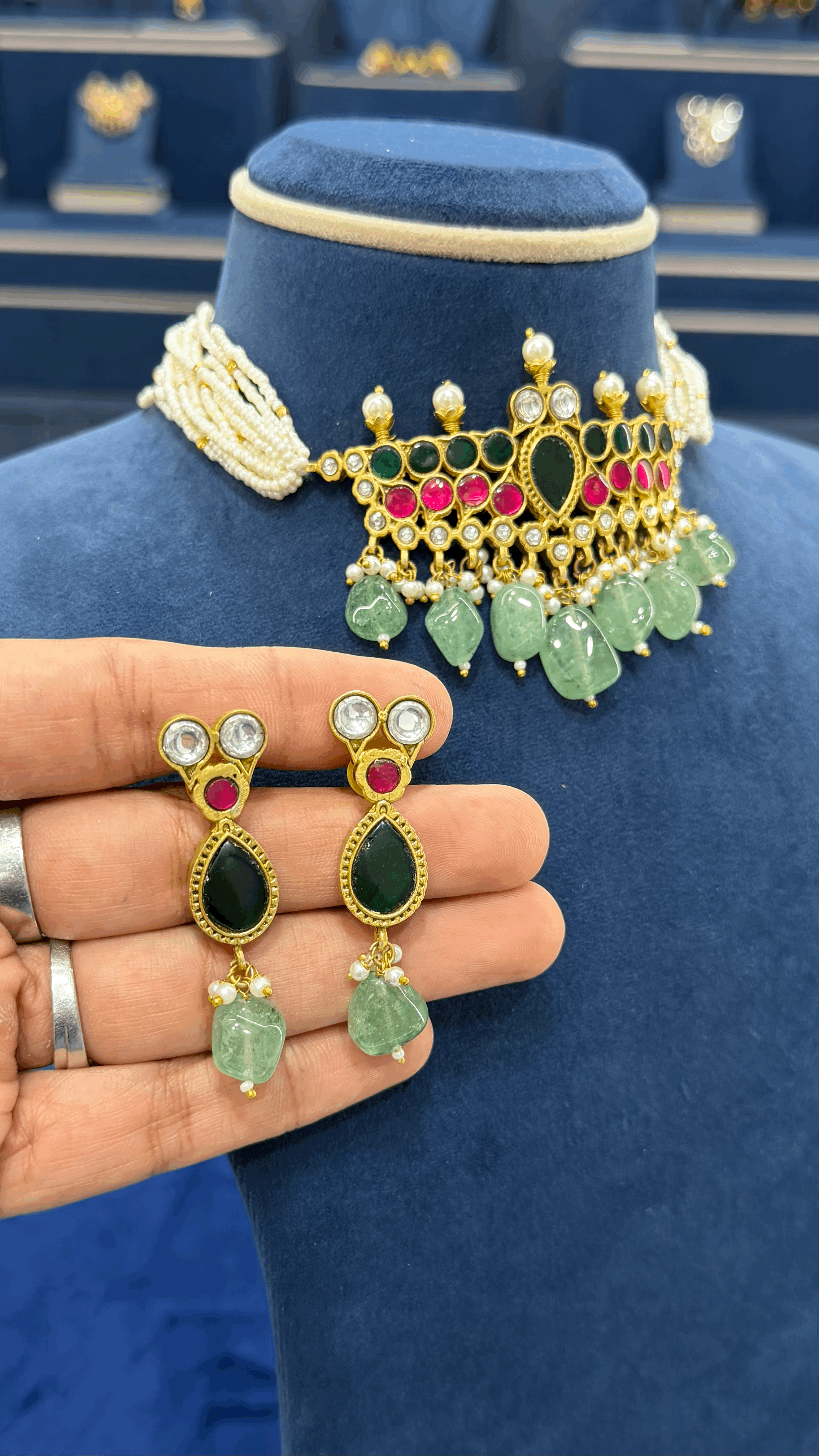 Do Mayur Mini Aad/Chokker with Danglers - Dropdeadgorgeous