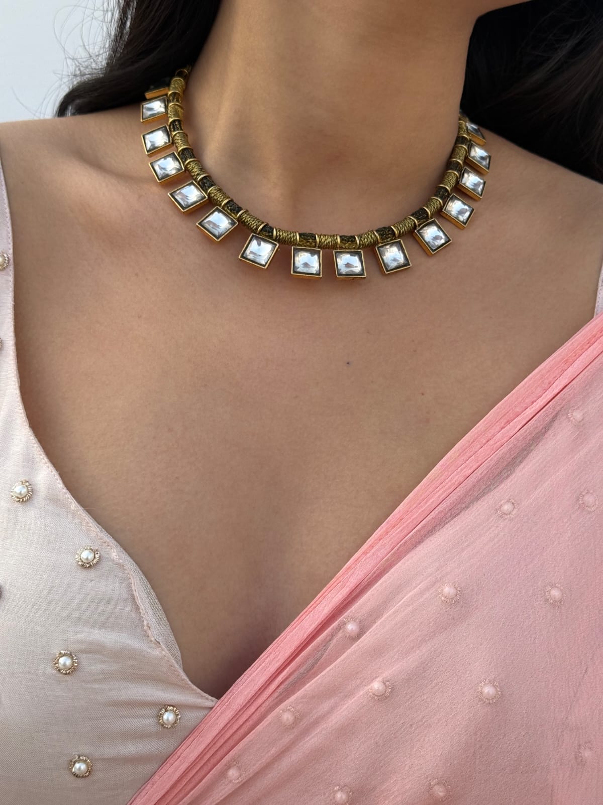 Square Kundan Haar 2.0 with Studs - Dropdeadgorgeous