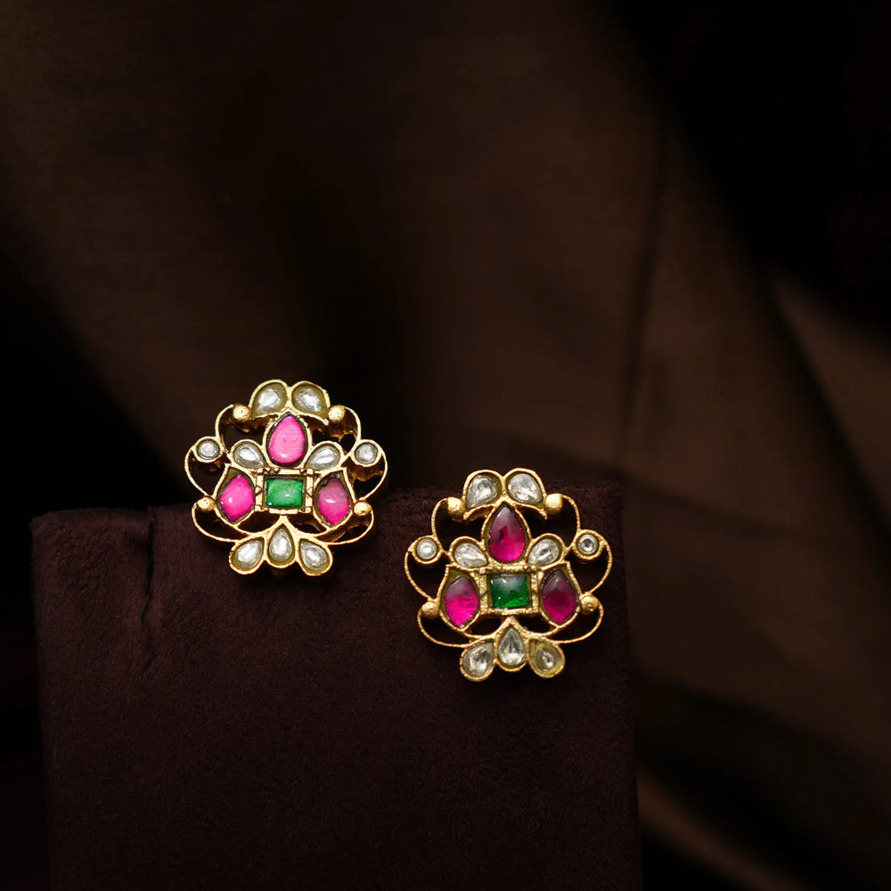 Priyadarshini Kundan Chokker Golden Pearls String with Studs - Dropdeadgorgeous