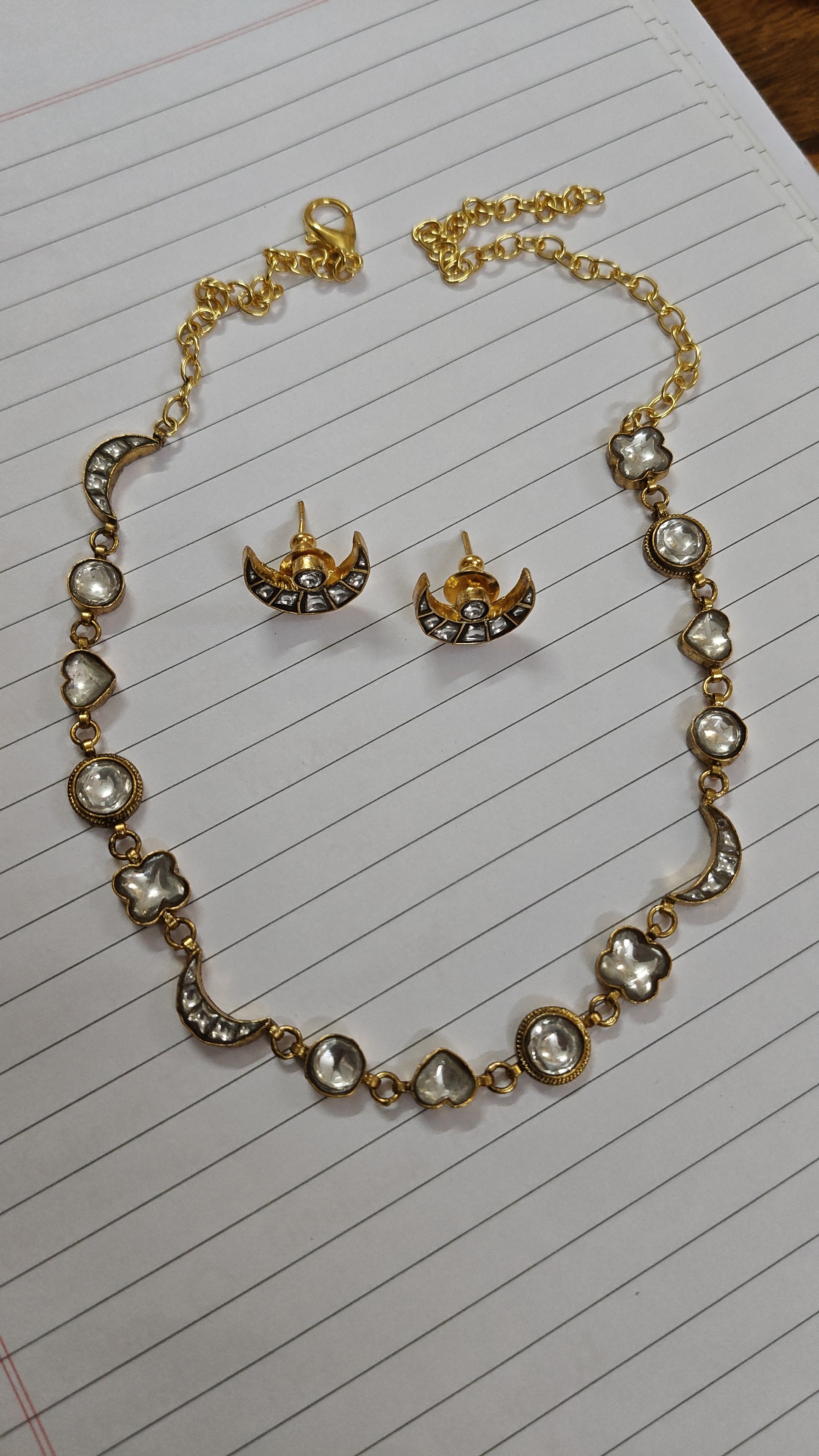 OG Pyaar Haar with Chandbali Studs in Antique Finish (Plain) - Dropdeadgorgeous