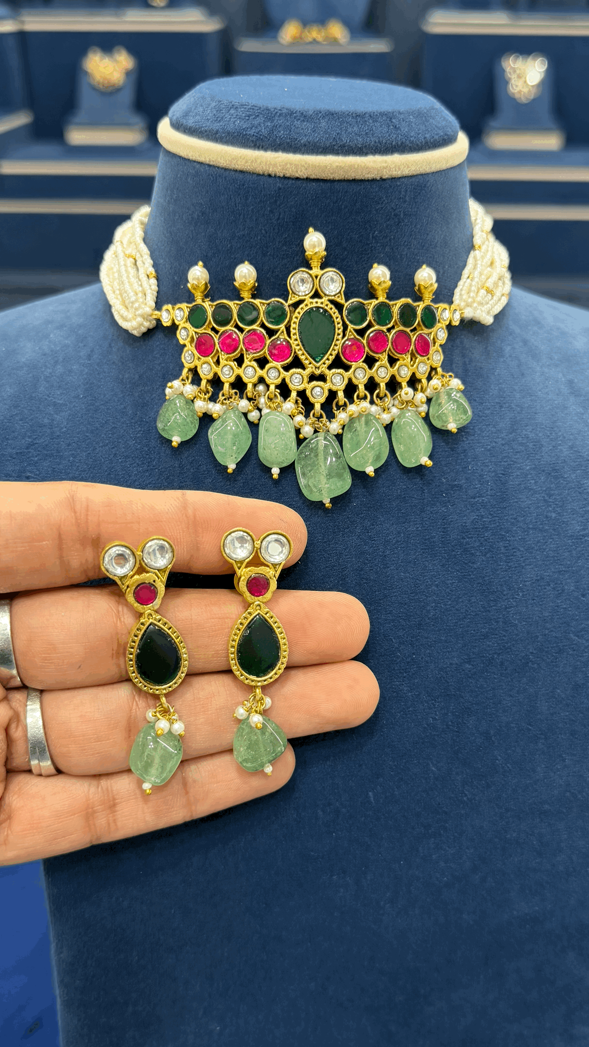Do Mayur Mini Aad/Chokker with Danglers - Dropdeadgorgeous