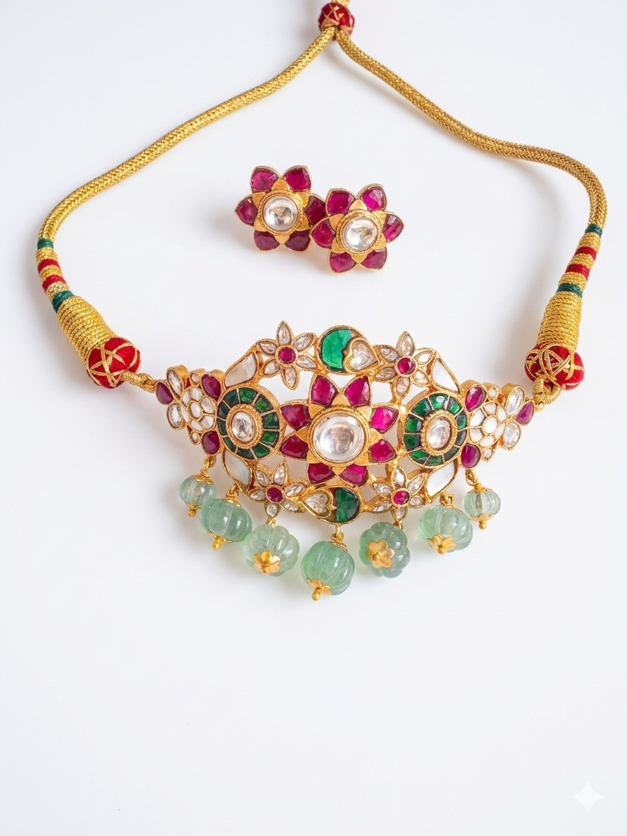 Hawamahal Kundan Chokker with Studs - Dropdeadgorgeous