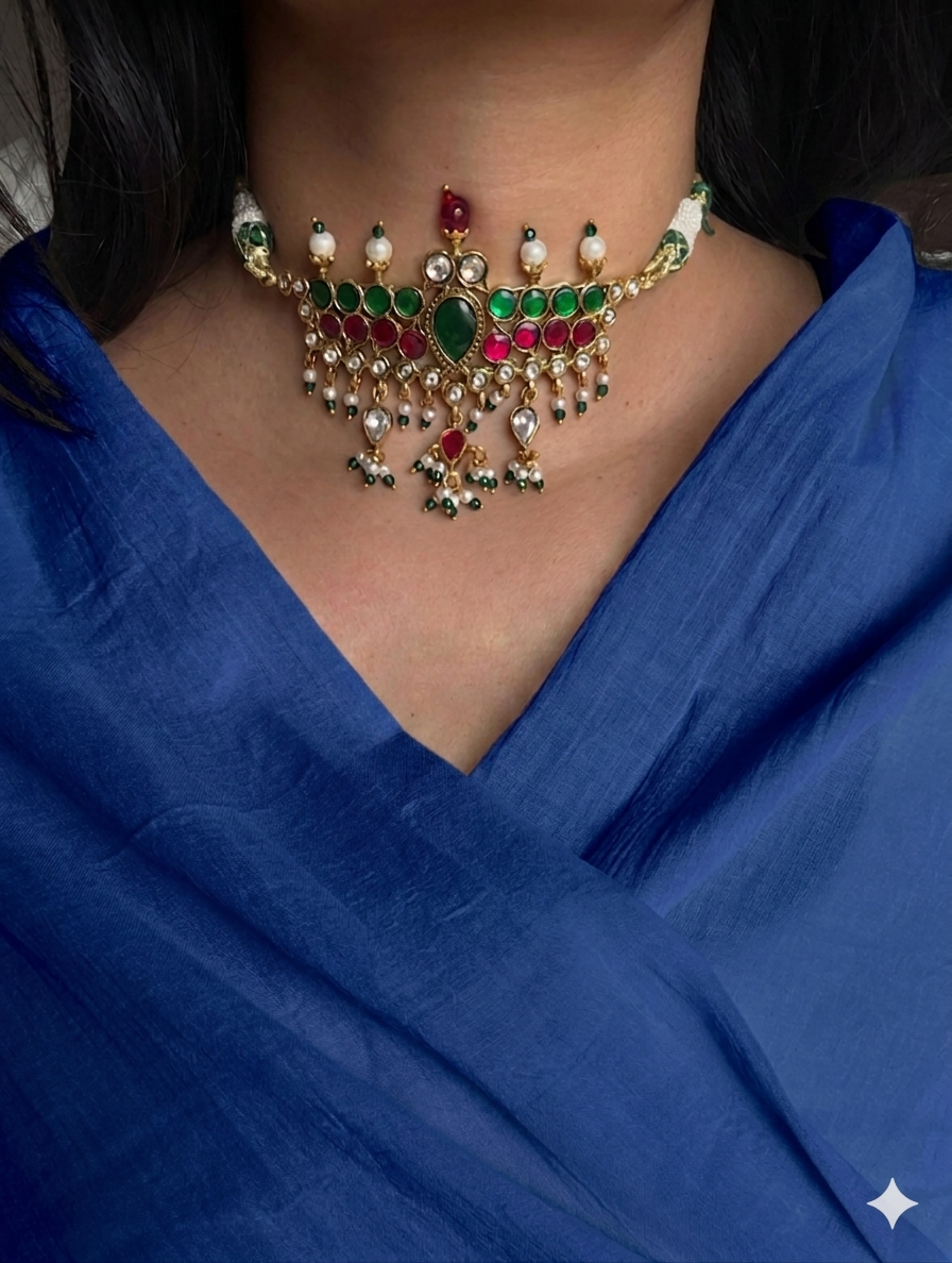 Do Mayur Mini Aad/Chokker with Danglers - Dropdeadgorgeous