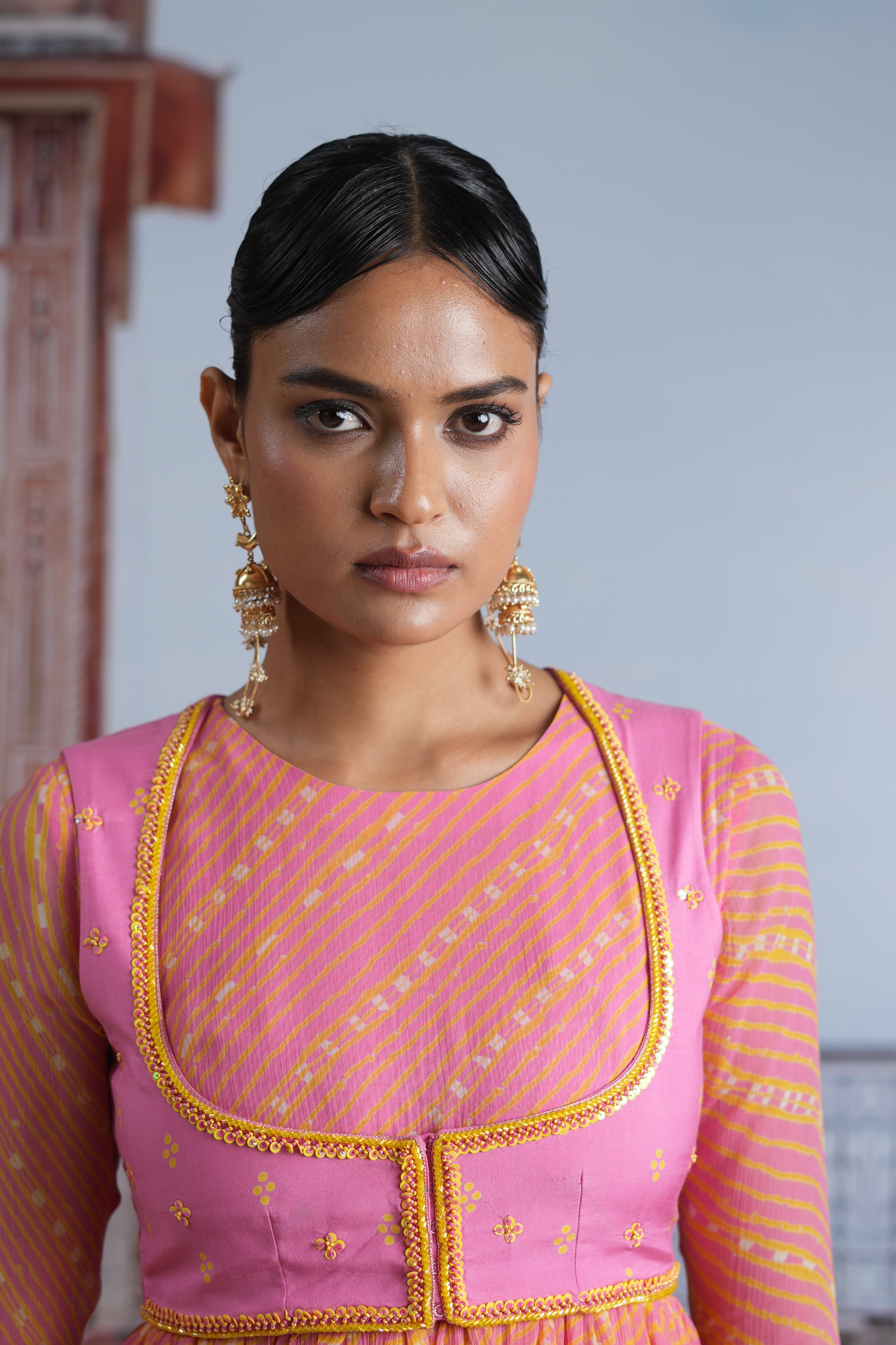 Chehel Moti Jhumki with Basra Moti Kaanchain - Dropdeadgorgeous