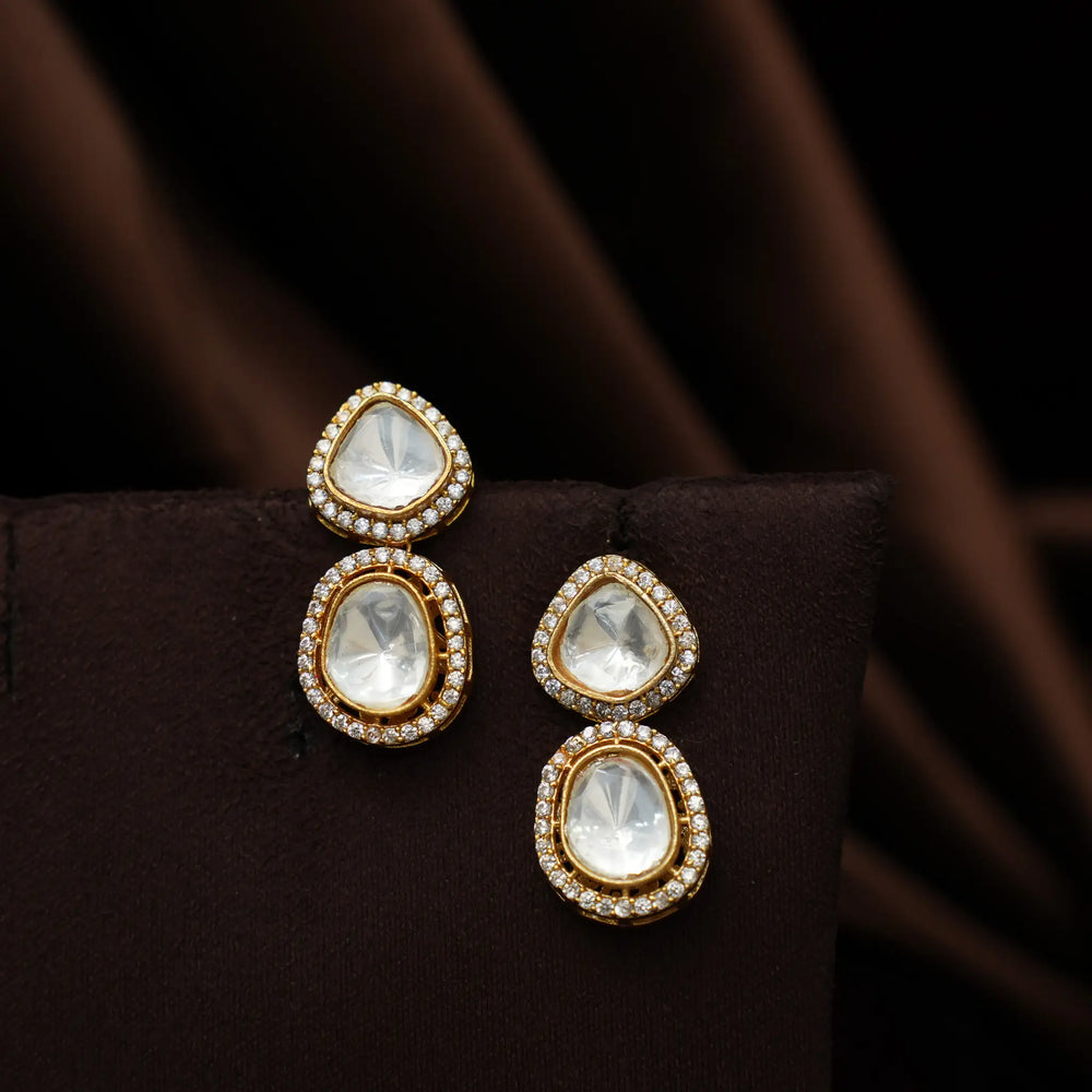Indrani Layered Polki Pendant with Studs - Dropdeadgorgeous